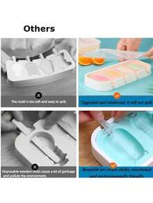 硅胶布丁冰淇淋模具 - 家用冰淇淋模具，趣味造型，卡通图案（动物、水果） - 轻巧易用，夏季必备 - 彩色 - 查看 11