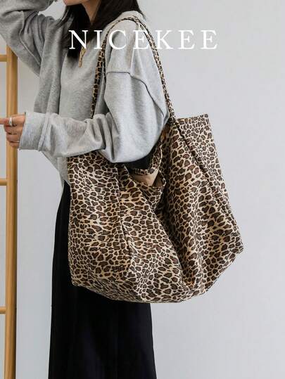 Bolso de hombro con estampado de leopardo de gran capacidad y diseño de chica picante, bolso de tote de estilo perezoso y diseño exclusivo, ligero y casual, bolso de sobaco personalizado, adecuado para compras, viajes, trabajo y salidas diarias