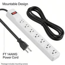 Regleta con Protector contra Sobretensiones de 8 Tomas, Cable de 3.3 pies con Interruptor Iluminado, para Hogar, Oficina, Colegio, Tienda y Garaje, 15A 125V 1875W, 14AWG, Negra - Tipo de Enchufe A USA (110-127V) - Ver 10