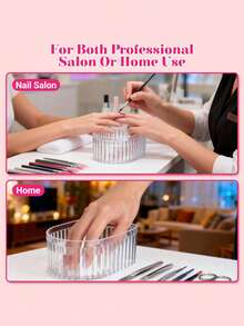 Bộ dụng cụ làm móng gồm bát ngâm acrylic trong suốt, dung dịch tẩy sơn móng tay, dung dịch làm mềm biểu bì và dung dịch làm sạch móng. - Màu tím hoa cà - Xem 7
