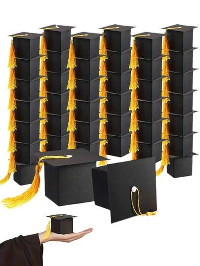 Hộp quà kẹo hình mũ tốt nghiệp (10/5/1 chiếc), Hộp quà bánh quy sô cô la cho tiệc tốt nghiệp, Trang trí lễ tốt nghiệp với tua vàng, Hộp quà mũ tua dễ thương, Hộp quà màu đen, Hộp đựng trang sức trang trí, Quà tặng tiệc, Trang trí sinh nhật, Đồ dùng tiệc tùng