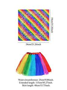 2/3/5件套 2026 LGBTQ骄傲派对彩虹蓬蓬裙套装，彩色羽毛头带，彩虹头巾，条纹袖套袜，节日舞台表演服装，骄傲月服装，“爱就是爱”宣言 - 彩色 - 查看 5