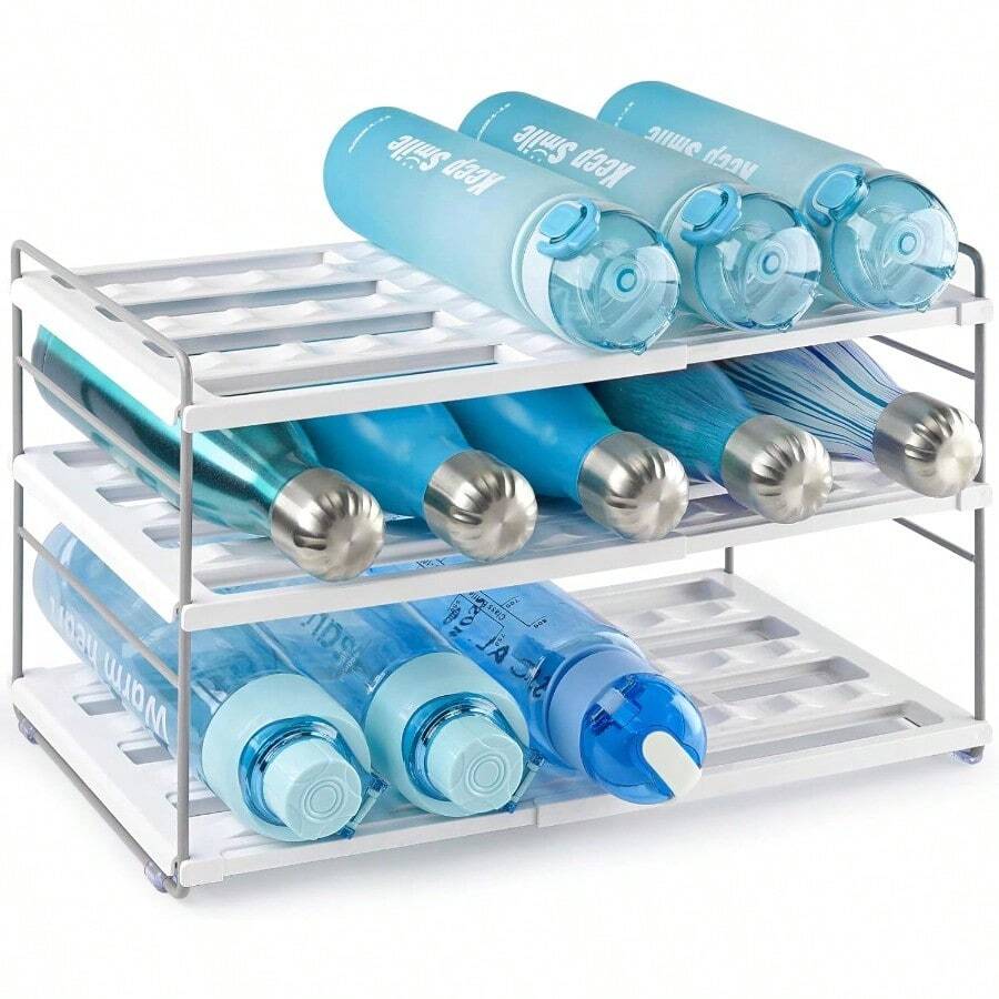 Water Bottle Storage Rack, Beverage Container Organiser - White-expandable - View 1