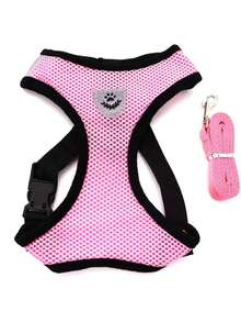 Cat Harness And Leash For Walking, Soft Adjustable Cat Vest Harness, Easy Control Breathable Reflective Stripe Jacket, Black - Pink - View 1