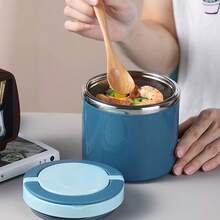 1个加厚不锈钢午餐盒，带盖食品容器，零食盒，便当盒，办公用品，带盖保温午餐盒，学生午餐盒，餐盒，便携式午餐桶 - 彩色 - 查看 6