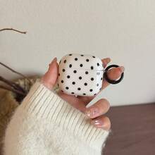 Minimalist White Base Black Polka Dot Hanging Ring Earphone Case Suitable For AirPods Pro 3, New Pro 2, Cute Apple 4 Minimalist 3, Personalized 1/2 Earphone Case For Women - White - View 7