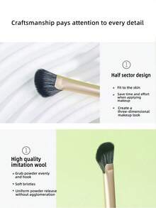 1支绿色新月形轮廓刷，用于鼻部和颧骨提亮、晕染和修容，化妆刷，柔软S号，粉底刷，遮瑕刷，腮红刷，轮廓刷，腮红刷，修容刷，散粉刷，粉底刷，腮红刷，赠品 - 彩色 - 查看 4
