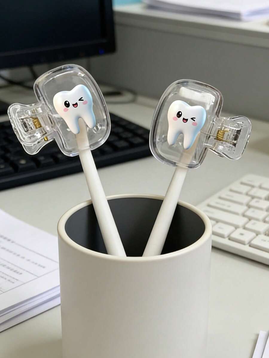 Juego de clips portátiles para cepillo de dientes con estampado de cara sonriente, protector de cepillo de dientes para el hogar, funda portátil para cepillo de dientes, estuche de almacenamiento de cepillo de dientes para viajes, clip protector de cabezal de cepillo de dientes portátil, clip de almacenamiento de cepillo de dientes, protector a prueba de polvo para cepillo de dientes, apto para uso doméstico y de viaje, clip de almacenamiento de cepillo de dientes para viajes, protege tu cepillo de dientes y mantiene la salud bucal - A - Ver 1