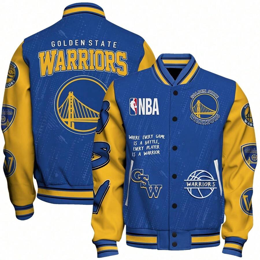 N-B-A Gol-Den State Warriors 3D Patterned Baseball Jacket Is Suitable For All Occasions, From Urban Chic To Parties, Fitness, And Outdoor Activities (8) - Phong cách - Xem 1