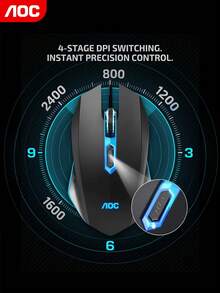 AOC Gaming Mouse, Four DPI Settings With One-Button Switching, Dynamic RGB Lighting Effects, Ergonomic Grip Design, Anti-Slip And Wear-Resistant E-Sports Mouse. - View 2