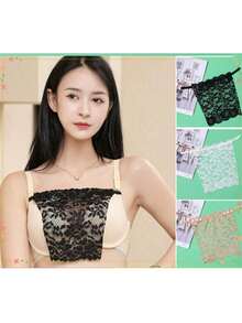 女士蕾丝连体无肩带隐形文胸，防走光胸部遮盖无缝抹胸性感短款内衣 - 多色 - 查看 10