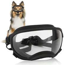 Vbestlife Gafas para Perros Anti UV Fuerte Resistencia Al Impacto Ajustable Elástico Gafas para Perros de Raza Grande Gafas de Sol para Mascotas - Marco negro transparente - Ver 8