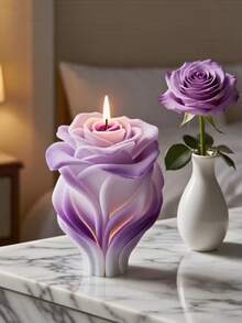 1个情人节浪漫3D玫瑰花硅胶蜡烛模具 - A-白色 - 查看 6