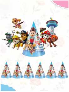 Paw Patrol Juego de fiesta de cumpleaños con tema Puppy League de 6/10/12 piezas, bandera triangular, sombrero de papel, bolsa de regalo y bolso de mano. Es el mejor regalo festivo para amigos, un artículo de decoración para crear ambiente de fiesta, un accesorio de decoración del hogar y una decoración perfecta para la habitación. - Multicolor - Ver 2
