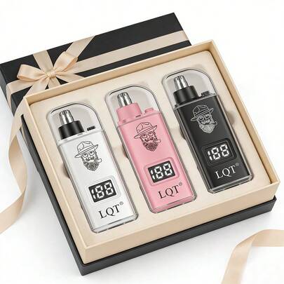  LQT Electric Nose & Ear Hair Trimmer, Unisex, Mini Portable USB Rechargeable Stainless Steel Head, LED Smart Display, Quiet Motor Painless Nose Hair Cleaner, Ideal Father's Day Gift