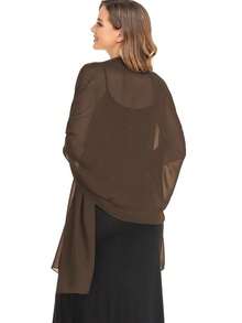 Chiffon Shawl Scarf Suitable For Bride Wedding Party Evening Dress And Special Occasion Attire - Brown - View 2