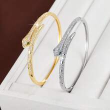 1pc Animal Snake Design Cubic Zirconia Inlaid Women Bracelet - Multicolor - View 8