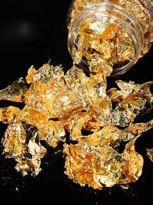 1/3件組 3色金、銀、玫瑰金金屬箔片，不對稱金屬葉片美甲裝飾，適用於壓克力指甲、樹脂手工藝與DIY美甲裝飾，亮面金屬碎片美甲飾品 - 彩色 - 查看 9