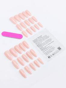 Romantic Choice! 30 Pcs Almond Shape Medium Long Simple Nude Long Press-On Nails - Dusty Pink - View 2