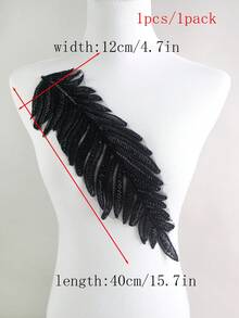 1件/包，4种颜色可选，新款叶形网纱蕾丝刺绣串珠贴片，手工制作，适用于服装配饰、DIY婚纱装饰，长度：40厘米/15.7英寸 - A - 查看 13