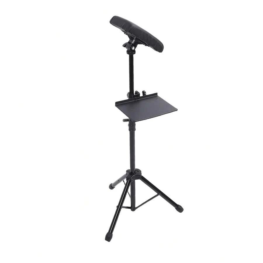 Soporte reposabrazos de altura ajustable, trípode de acero al manganeso con almohadilla de cuero sintético PU impermeable para salones de belleza. - Negro - Ver 1