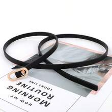 Women's Slim Waist Belt, Basic Minimalist Fashion Oval Buckle Waist Belt For Coat, Dress, Shirt, Jeans - Black - View 10