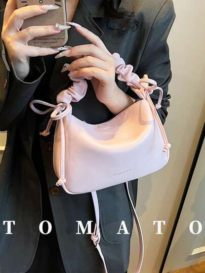 1pc Fashion Women's Crossbody Bag, Solid Color Square Handbag, Pillow Bag, Made Of PU Material, Pleated Shoulder Strap, Suitable For Women's Daily Use, Suitable For Outings, Shopping, Classes, Dates, Gifts, Office, Work, Travel
