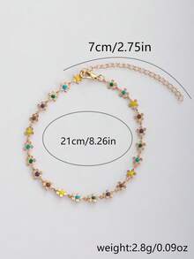 1pc Fashionable Plum Blossom Oil Drop Anklet, Suitable For Beach Dates, Vacations, Traveling, Gifts, Summer Daily Wear - Multicolor - View 3