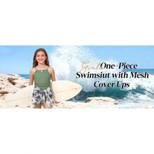 Girls One Piece Swimsuit With Mesh Cover Ups Adjustable Straps Cut Out Swimwear Bathing Suit Size 7-16 - Dark Blue Floral - View 9