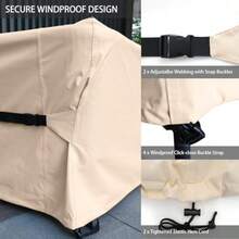 Juego de fundas para muebles de patio impermeables resistentes al agua 600D para sofá seccional al aire última intervensión juego de conversación para patio juego de mesa y sillas 127 - Beige 600D - Ver 4