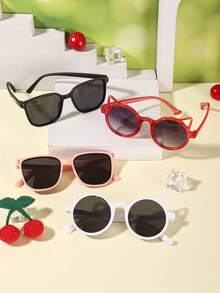 一套4副，适合4-8岁女孩的时尚眼镜，轻巧的PC镜框，可爱的猫耳造型和方形款式，非常适合拍照、旅行和日常佩戴，附带眼镜盒。 - 彩色 - 查看 6