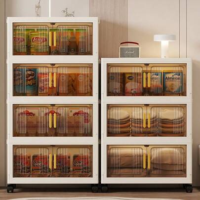 1 chiếc tủ đựng đồ gấp gọn rộng 50cm/19.69in, hộp đựng quần áo, tủ di động, hộp gấp hai cửa, có thể chứa từ 1 đến 6 tầng, tủ đựng đồ hai cửa dày dặn có bánh xe, không cần lắp ráp, tủ đựng đồ gấp bằng nhựa dùng để đựng quần áo và đồ chơi.