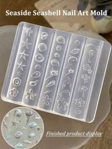 1pc 3D Sea Star Shell Flower Dolphin Nail Silicone Mold Soft Stamping Plates DIY Handmade Tool Ocean Conch Mould Manicure Tools - Clear - View 2