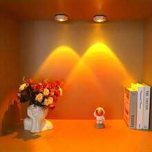 1 pieza Luz de gabinete creativa con efecto de ojo de gato y puesta de sol roja, funciona con 3 pilas AAA, lámpara de proyección de puesta de sol ajustable con LED, lámpara de mesita de noche, luz nocturna para dormitorio, luz nocturna para habitación infantil, luz de gabinete, luz de pared, adecuada para habitación infantil, pasillo, baño, sala de estar, decoración de armario - Luces de atardecer hexagonales - Ver 13