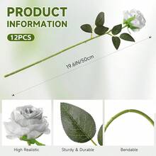 1支/10支/12支/20支银色20英寸仿真玫瑰花，情人节礼物，高端仿真玫瑰，适用于家居装饰、房间装饰、餐桌装饰、婚礼装饰、新娘捧花、腕花、插花。适合家居、餐厅、卧室、花瓶装饰。 - 銀色 - 查看 4