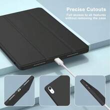 适用于 iPad 第 11 代、A16 的保护套，TPU 软壳，简约设计/黑色/可折叠平板电脑保护套，智能休眠/唤醒功能，兼容 iPad 第 10 代、Air 11 (M2)、Air 11 (M3) 平板电脑保护套，适用于 iPad 第 8 代 10.2 英寸 - 黑色 - 查看 7