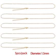 5件套项链链条，不锈钢链，带龙虾扣，银色和镀金项链配件，用于珠宝制作 - 彩色 - 查看 12