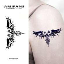 AMIFANS 凯尔特结双头龙临时纹身贴纸，半永久纹身，可持续1-2周，持久耐用，果汁纹身贴纸，逼真纹身贴纸，浪漫纹身贴纸，仿真纹身贴纸，防水，外观逼真，独家设计纹身贴纸，水果纹身贴纸，植物纹身贴纸 - 黑色 - 查看 10