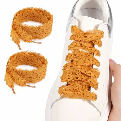 1 Pair Lace Shoelaces, Hollow Design Shoelaces Suitable For Sneakers, Canvas Shoes, Women's Leather Shoes