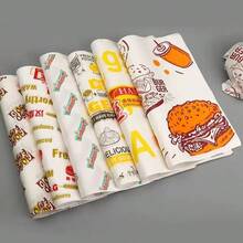 Giấy gói hamburger dùng một lần chống dầu mỡ, kích thước 29,5*28cm, giấy gói gà rán và khoai tây chiên, thảm nướng. - Xem 12
