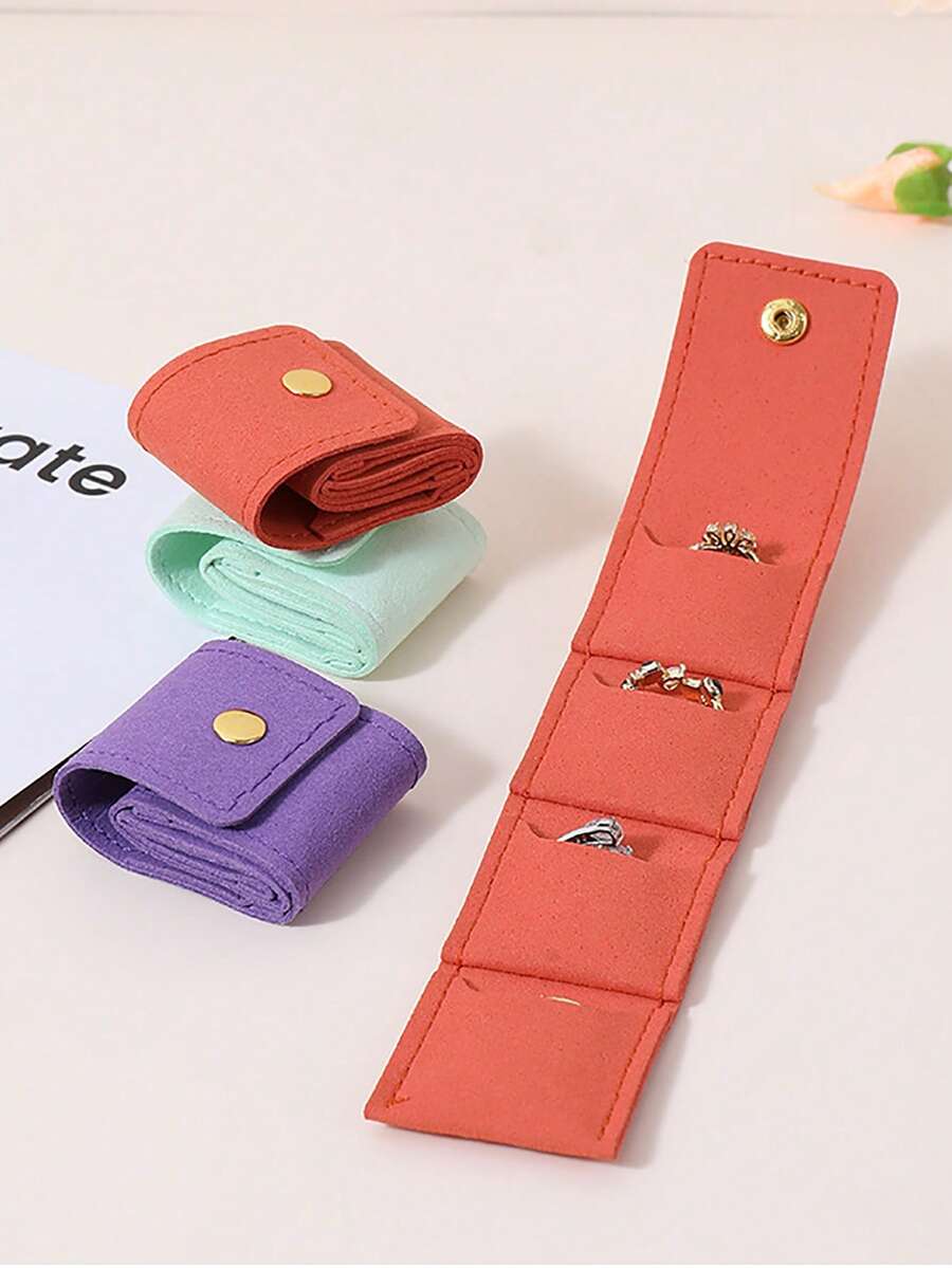 1 túi đựng trang sức gấp gọn nhiều ngăn, túi đựng trang sức thời trang di động, túi đựng nhẫn, bông tai, túi vải đựng nhẫn và mặt dây chuyền, chống ẩm và chống rơi vỡ. - Nhiều màu - Xem 1