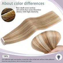 Lacer 20片装无缝Remy胶带式真人发接发片,铜色贴片,P8/613胶带式接发片,真发自然无缝胶带式接发,16-26英寸 - S8/613 - 查看 6