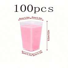 100pcs/50pcs/30pcs/10pcs Set Rectangular Mousse Cups, Dessert Cups, Viral Wooden Pudding Cups, Tiramisu Cups, Pudding Cups, Reusable With Heat And Cold Resistance - Transparent - View 18