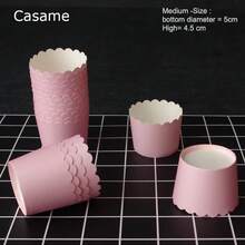 50 Uds. Revestimientos para cupcakes de Color sólido, tazas para pasteles, tazas de dulces, vasos de postre de papel para deíris y recuerdo de cumpleaños LOK7 - Rojo - Ver 4