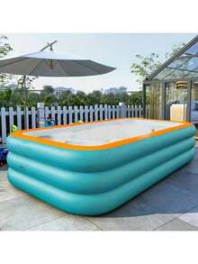 1 bể bơi bơm hơi, làm bằng PVC bền chắc, thích hợp sử dụng trong nhà và ngoài trời, có ghế ngồi tích hợp, quà tặng Giáng sinh & Halloween, bao gồm các phụ kiện bơi lội thú vị. - A - Xem 3