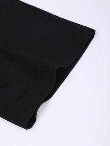 Manfinity Homme Loose Fit Men's Solid Color Round Neck Short Sleeve Casual T-Shirt - màu đen - Xem 3