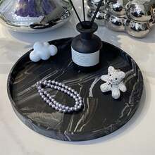 1 pieza Bandeja redonda de silicona para almacenamiento, bandeja para decoración de aromaterapia, bandeja redonda para mesa de centro, bandeja redonda de silicona para decoración del hogar, bandeja decorativa para mesa, mejor regalo de cumpleaños, platos, accesorios de cocina, bandejas de decoración de cocina, bandeja de frutas, decoración de bandejas - Negro - Ver 5