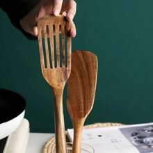2 piezas Espátula de cocina antiadherente de sándalo, espátula de freír de mango largo resistente al calor - Multicolor - Ver 9