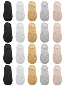 1/5/10 Pairs Of Summer Women's Daily Breathable Non Slip Thin Invisible Fashionable Hollow Lace Boat Socks - Multicolor - View 19