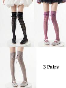 1/3 双春夏薄款过膝袜，芭蕾舞风格交叉绑腿袜，洛丽塔蝴蝶结过膝袜，网眼镂空大腿袜，隐形袜，长筒袜，直筒袜 - 彩色 - 查看 13
